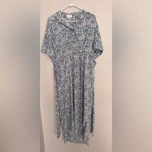 Bohme Blue and White Floral Midi Dress